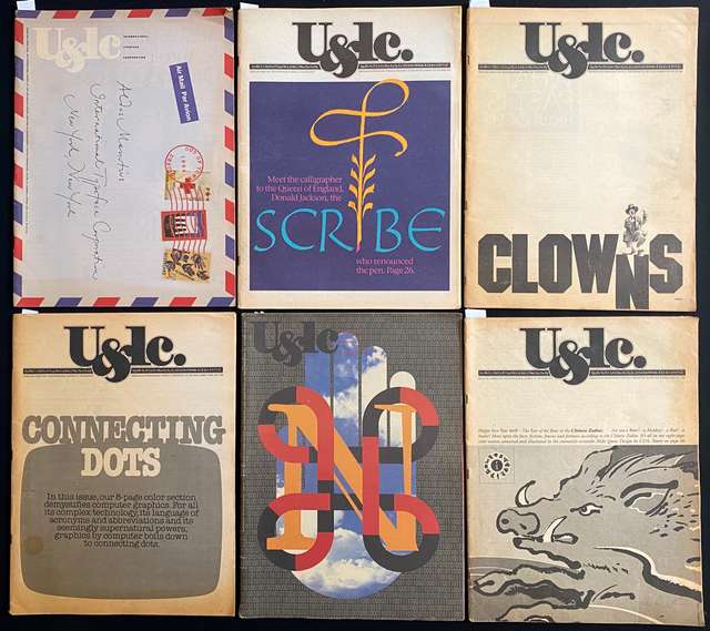 A grid of 6 issues of U&lc paper journal