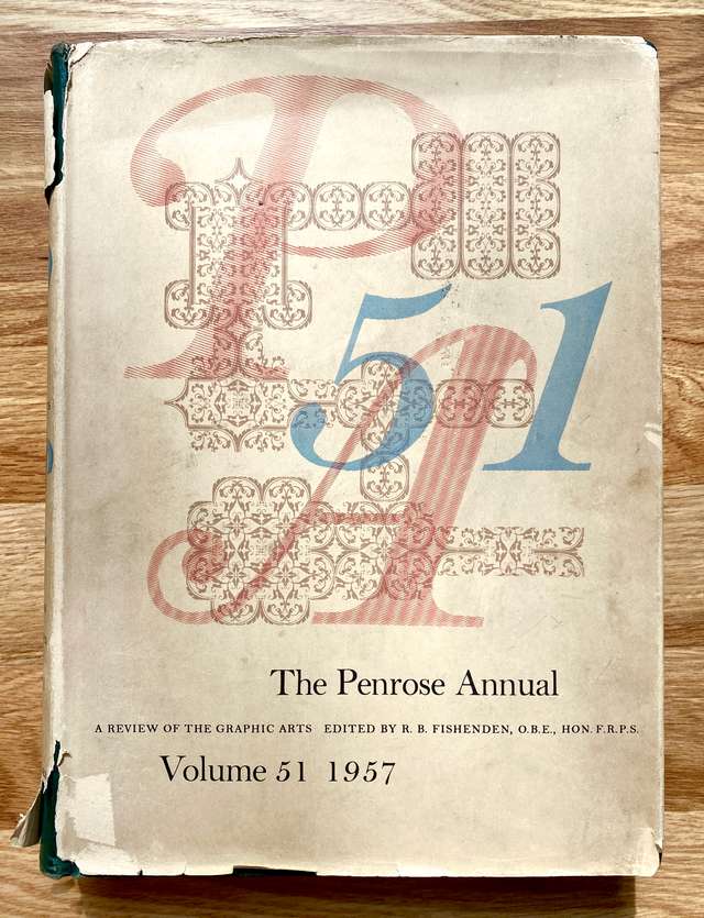 A slightly scruffy cover of The Penrose Annual 1957. It has an ornate P and A and the number 51 on it.