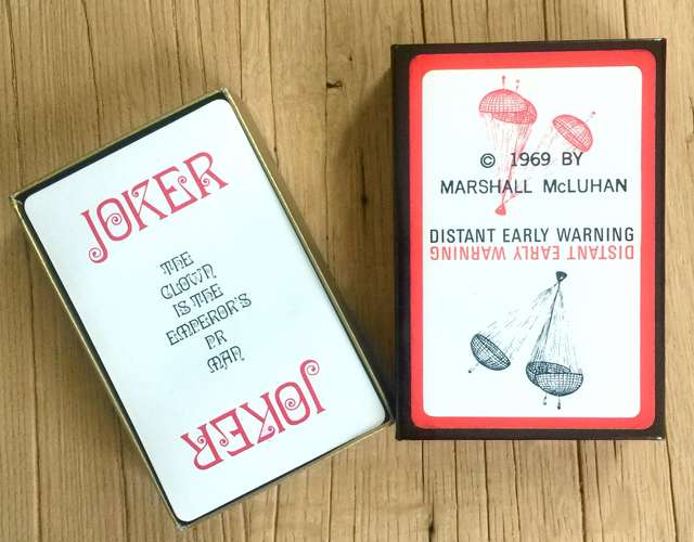 An open pack of Marshall McLuhans Distant Early Warning playing cards