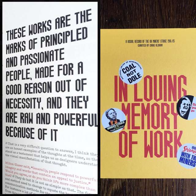 the cover and a page excerpt from In Loving Memory of Work. The excerpt says: these works are the marks of principled and passionate people, made for a good reason out of necessity, and they are raw and powerful because of it