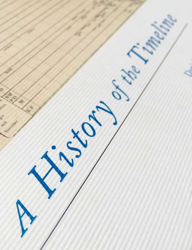 a partial view of the cover, showing the title, A history of the timeline