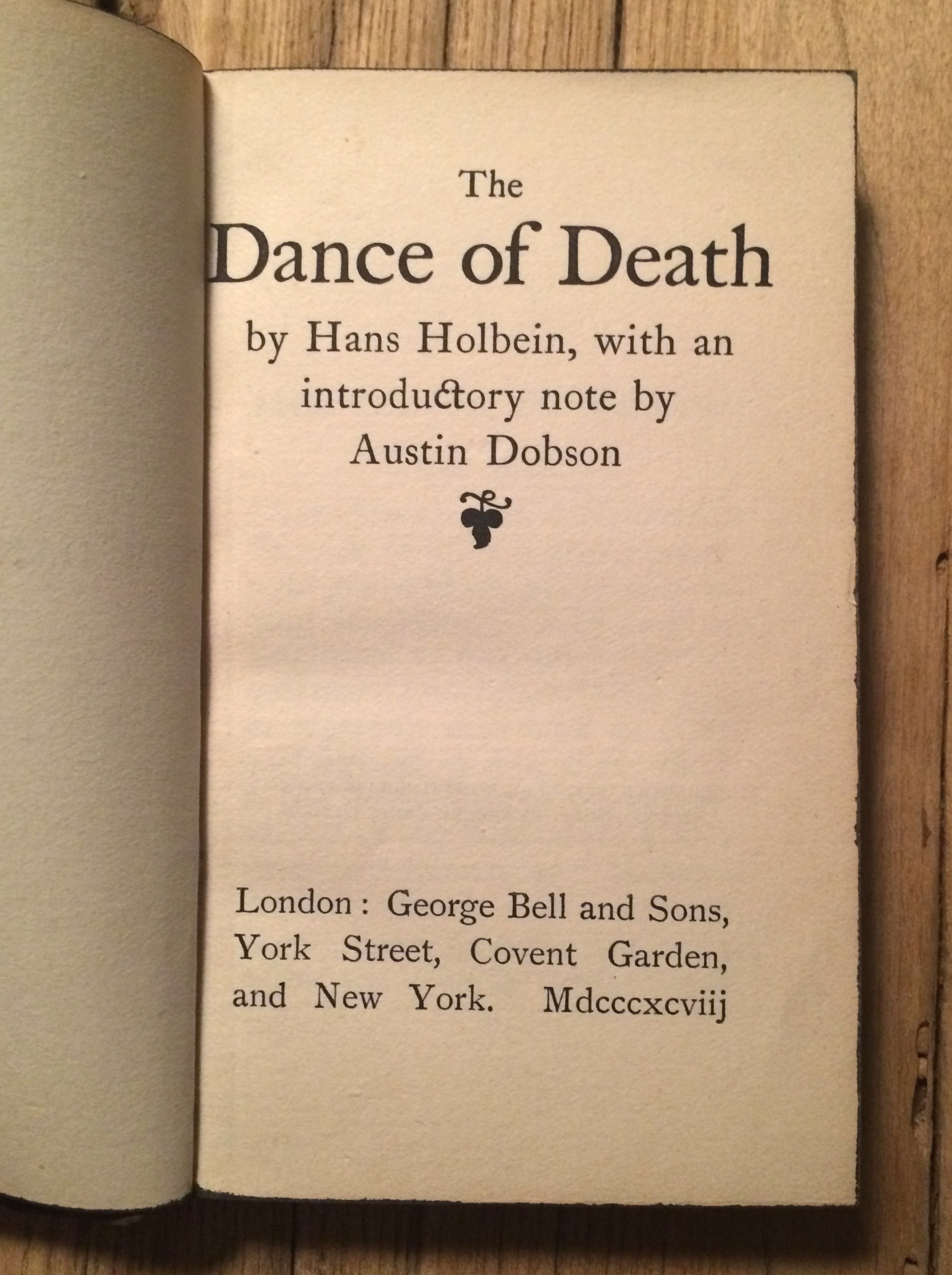 The title page of a small, old edition of The Dance of Death 