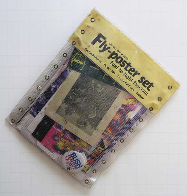 A packaged set of mail art called Fly-poster set