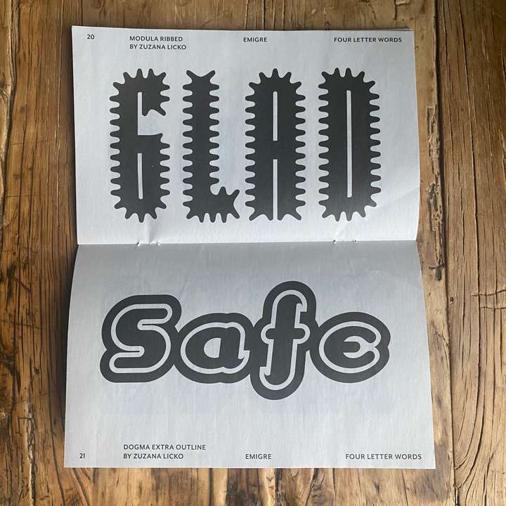 a spread from a pamphlet. In bold type it says Glad on the first page and Safe on the second