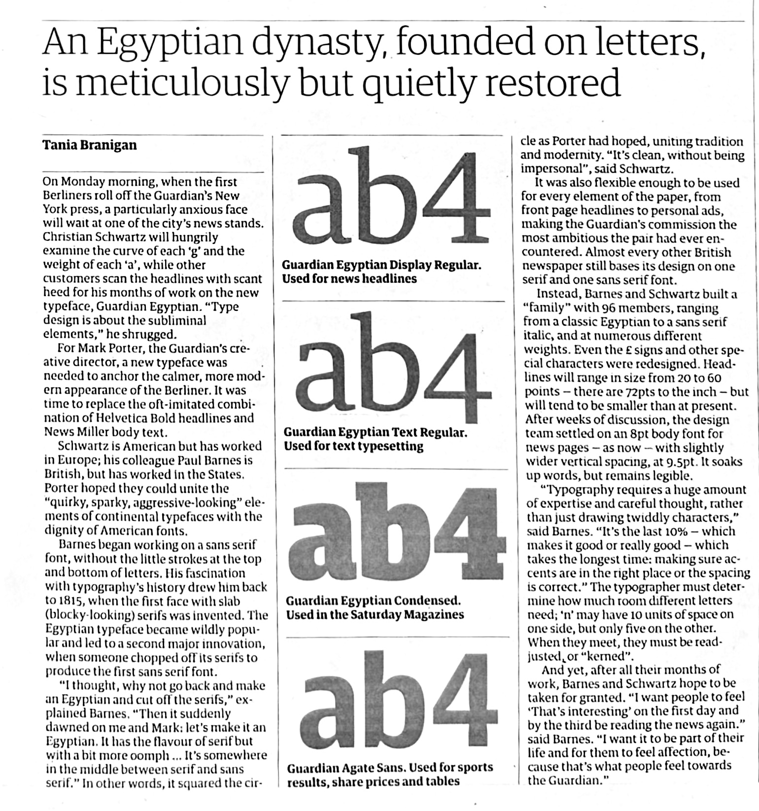 About the Egyptian Font family: An Egyptian dynasty, founded on letters, is meticulously but quietly restored