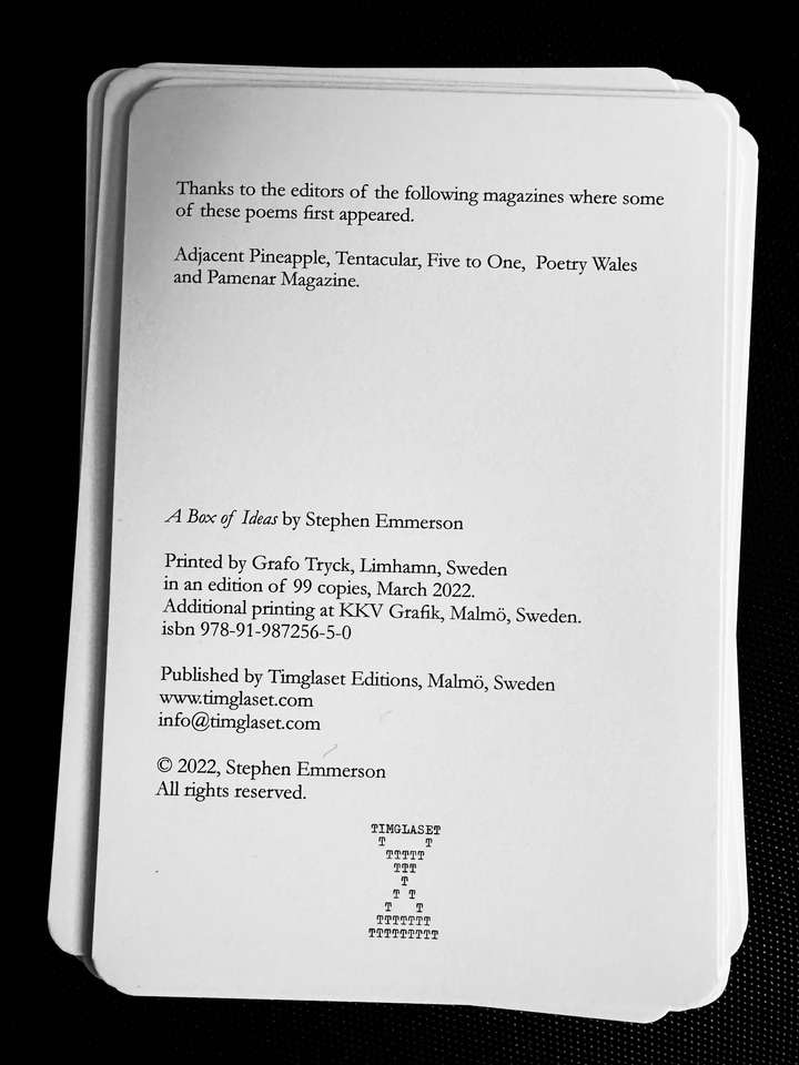 A card on a stack with book credits on it
